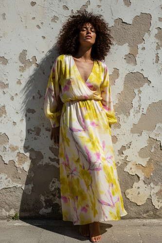 Maxi seidenkleid mit - maxi-seidenkleid,