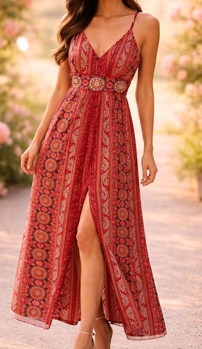 Maxikleid damen rot - maxikleid,