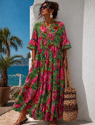 Damen kleid maxikleid seide - damen,