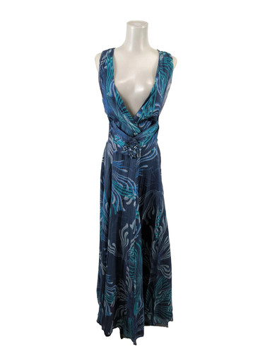 Abendkleid seide blau - seide,